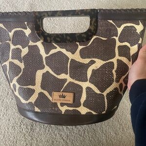 Elaine Turner Giraffe Print Woven Tote